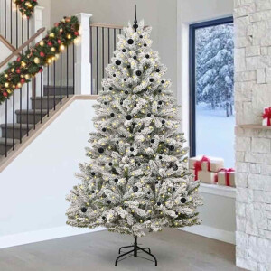 vidaXL Kunstkerstboom Groen en Wit 270 cm PVC en Metaal