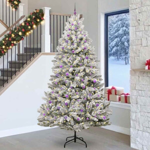 vidaXL Kunstkerstboom met 300 LED Groen en Wit 270 cm PVC en Metaal