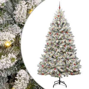 vidaXL Kunstkerstboom Groen en Wit 300 cm PVC en Metaal