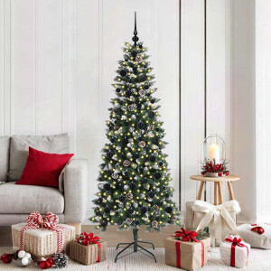 vidaXL Kunstkerstboom met 300 LED Groen 180 cm PVC en Plastic en Staal