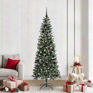vidaXL Kunstkerstboom Groen 86 x 86 x 210 cm PVC en Plastic en Staal