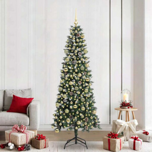 vidaXL Kunstkerstboom Groen 86 x 86 x 210 cm PVC en Plastic en Staal
