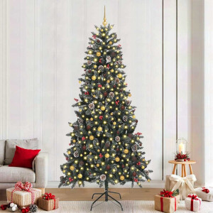 vidaXL Kunstkerstboom met 300 LED Groen 240 cm PVC en Plastic en Staal