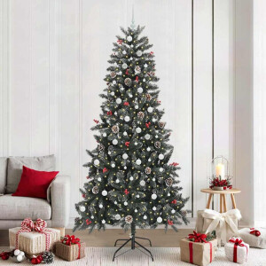 vidaXL Kunstkerstboom met 300 LED Groen 240 cm PVC en Plastic en Staal