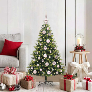 vidaXL Kunstkerstboom met scharnier 150 LEDs Groen 120 cm PVC en PE