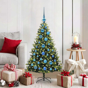 vidaXL Kunstkerstboom met scharnier 150 LEDs Groen 120 cm PVC en PE