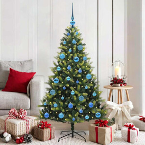 vidaXL Kunstkerstboom met scharnier 150 LEDs Groen 150 cm PVC en PE