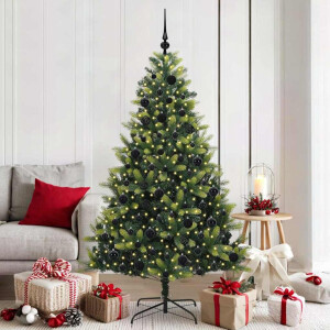 vidaXL Kunst Kerstboom met Scharnieren 300 LEDs Groen 180 cm PVC en PE