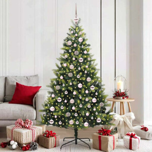 vidaXL Kunstkerstboom met scharnier 300 LEDs Groen 180 cm PVC en PE