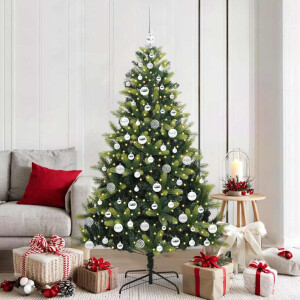 vidaXL Kunstkerstboom met scharnier 300 LEDs Groen 180 cm PVC en PE