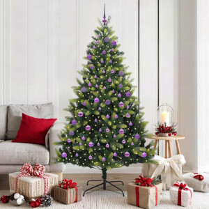 vidaXL Kunstkerstboom met scharnier 300 LEDs Groen 180 cm PVC en PE