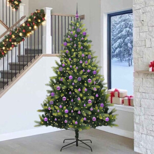 vidaXL Kunstkerstboom met scharnier 300 LEDs Groen 240 cm PVC en PE