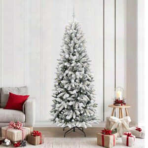 vidaXL Kunstkerstboom Wit 210 cm PVC en Plastic en Staal en PE