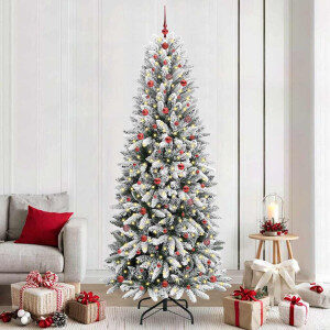 vidaXL Kunstkerstboom Wit 240 cm PVC en Plastic en Staal en PE