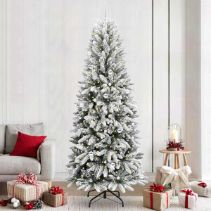vidaXL Kunstkerstboom Wit 240 cm PVC en Plastic en Staal en PE