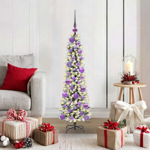 vidaXL Kunstkerstboom Groen en wit 120 cm PVC en Metaal en Plastic