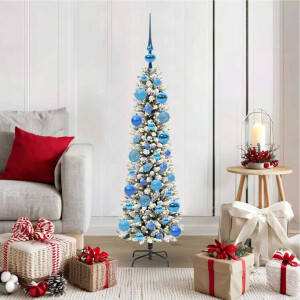 vidaXL Kunstkerstboom Groen en wit 120 cm PVC en Metaal en Plastic