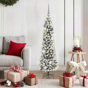 vidaXL Kunstkerstboom met 150 LED Wit 150 cm PVC en Metaal en Plastic