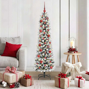 vidaXL Kunstkerstboom Groen en wit 150 cm PVC en Metaal en Plastic