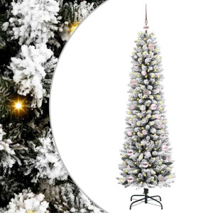 vidaXL Kunstkerstboom Groen en wit 150 cm PVC en Metaal en Plastic