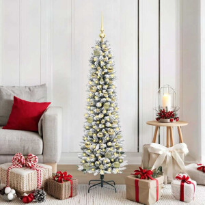 vidaXL Kunstkerstboom Groen en wit 150 cm PVC en Metaal en Plastic