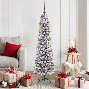 vidaXL Kunstkerstboom Groen en wit 150 cm PVC en Metaal en Plastic