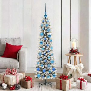 vidaXL Kunstkerstboom Groen en wit 150 cm PVC en Metaal en Plastic