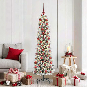 vidaXL Kunstkerstboom met 300 LED Wit 180 cm PVC en Metaal en Plastic