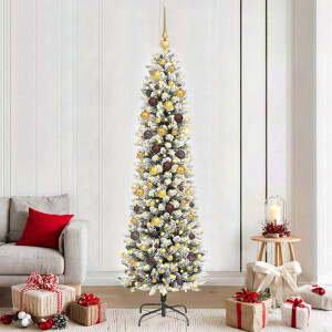 vidaXL Kunstkerstboom Wit 210 cm PVC en Metaal en Plastic