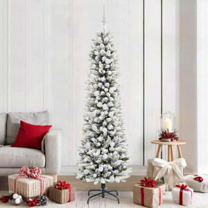 vidaXL Kunstkerstboom Groen en wit 210 cm PVC en Metaal en Plastic