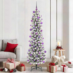 vidaXL Kunstkerstboom Groen en wit 210 cm PVC en Metaal en Plastic