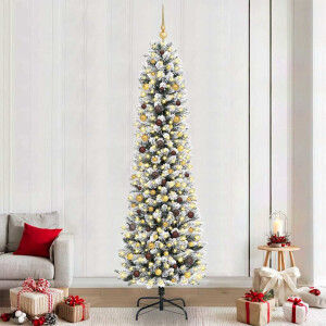 vidaXL Kunstkerstboom Wit 240 cm PVC en Metaal en Plastic