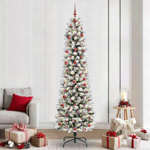 vidaXL Kunstkerstboom Groen en wit 240 cm PVC en Metaal en Plastic