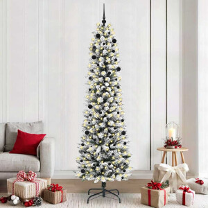vidaXL Kunstkerstboom met 300 LED Wit 240 cm PVC en Metaal en Plastic