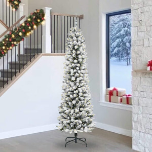vidaXL Kunstkerstboom Groen en wit 240 cm PVC en Metaal en Plastic