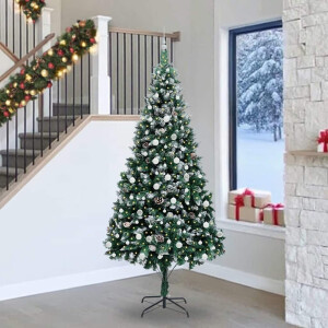 vidaXL Kunstkerstboom Groen 240 cm PVC en Staal en Kunststof
