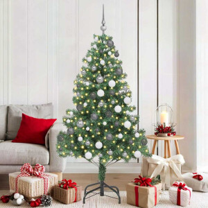 vidaXL Kunstkerstboom met LED -striplichten Groen 180 x 40 cm PVC