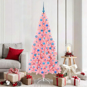 vidaXL Kerstboom met 300 LED met standaard Roze 180 cm PVC
