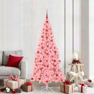 vidaXL Kerstboom met 300 LED met standaard Roze 210 cm PVC