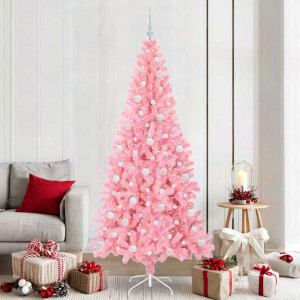 vidaXL Kerstboom met 300 LED met standaard Roze 210 cm PVC
