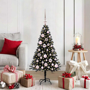 vidaXL Kerstboom met 150 LED met standaard Zwart 120 cm PVC