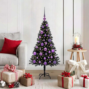vidaXL Kerstboom met 150 LED met standaard Zwart 120 cm PVC