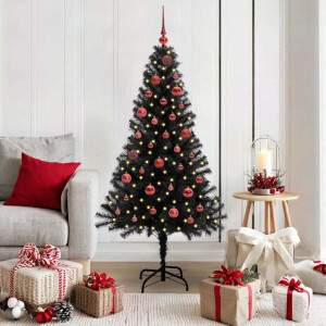 vidaXL Kerstboom met 150 LED met standaard Zwart 150 cm PVC