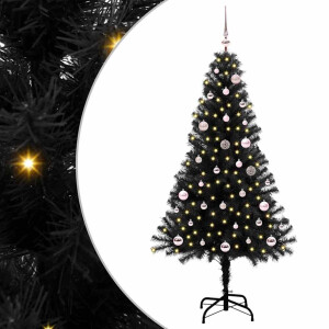 vidaXL Kerstboom met 150 LED met standaard Zwart 150 cm PVC