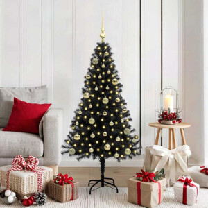 vidaXL Kerstboom met 150 LED met standaard Zwart 150 cm PVC