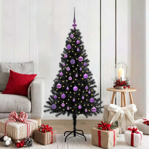 vidaXL Kerstboom met 150 LED met standaard Zwart 150 cm PVC