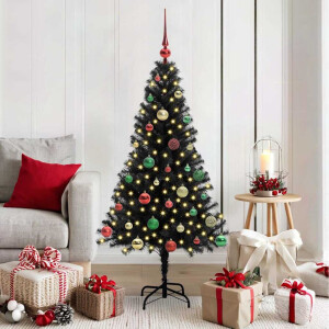 vidaXL Kerstboom met 150 LED met standaard Zwart 150 cm PVC