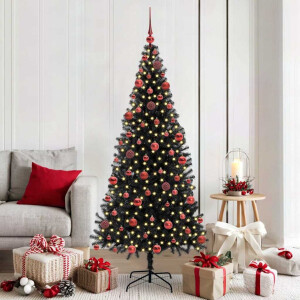 vidaXL Kerstboom met 300 LED met standaard Zwart 180 cm PVC