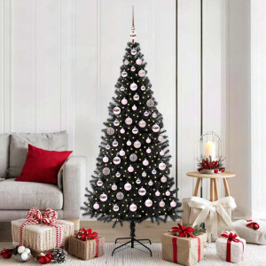 vidaXL Kerstboom met 300 LED met standaard Zwart 180 cm PVC
