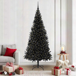 vidaXL Kerstboom met 300 LED met standaard Zwart 210 cm PVC